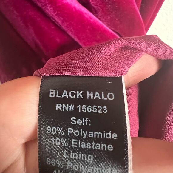 Black Halo Reeder Obsession Pink Velvet Mock Neck Mini Dress Size 4 - Picture 9 of 9